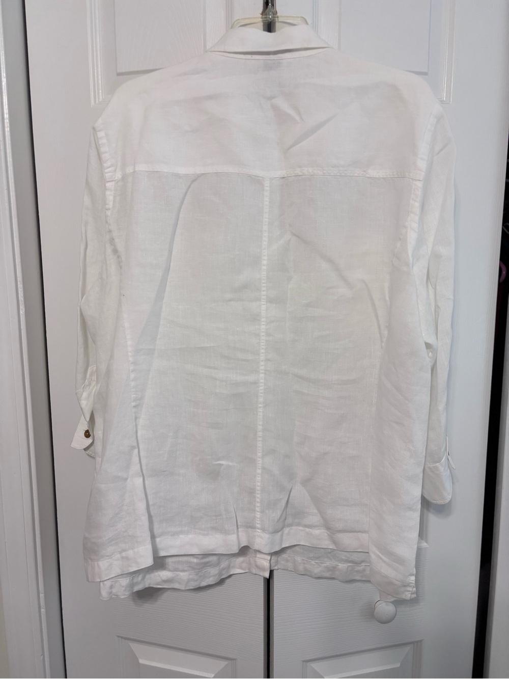 Lauren Ralph Lauren Women’s Plus 2X White Linen Button Down Shirt 3/4 Sleeve - Picture 4 of 11
